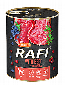 שימורי פטה ראפי לכלבים בקר ואוכמניות ללא דגנים 400 גר' שימורי פטה ראפי לכלבים בקר ואוכמניות ללא דגנים 400 גר'