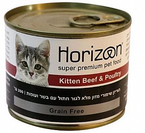 הורייזן שימורי פטה לגורי חתולים בטעם עוף בקר 200 גר' הורייזן שימורי פטה לגורי חתולים בטעם עוף בקר 200 גר'